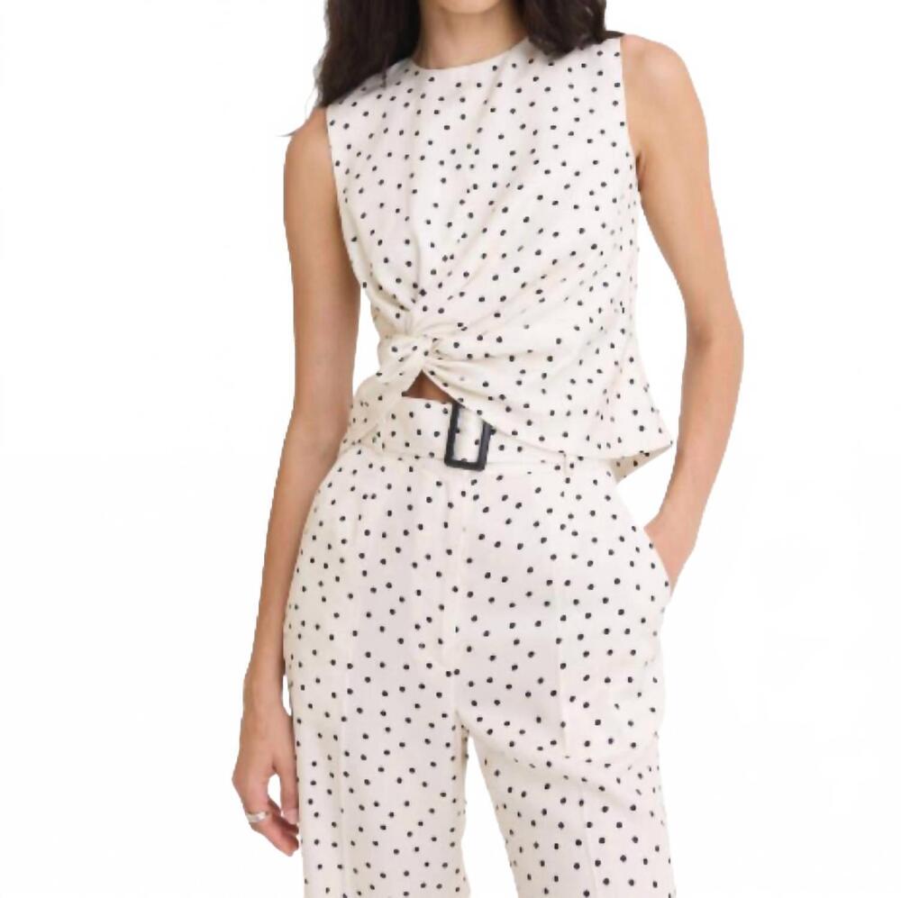 NEW MATTHEW BRUCH twist tank top in cream with black polka dot
